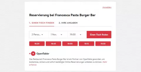 Reservieren Sie einen Tisch bei OpenTable